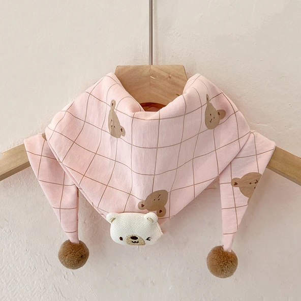 Bebek Boyunluk - Pembe Ayı Desenli - 6-12 Ay