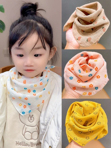 Kare Desenli Çocuk Fular - Çilek Desenli Pembe - Resim 5