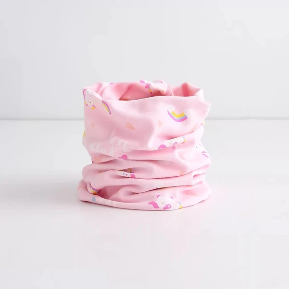 Çocuk Boyunluk Şapka - Pembe Pony Desenli - 0-10 Yaş