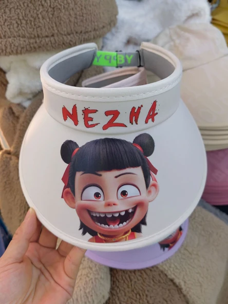 Çocuk 3D Nezha Şapka - Krem Beyazı