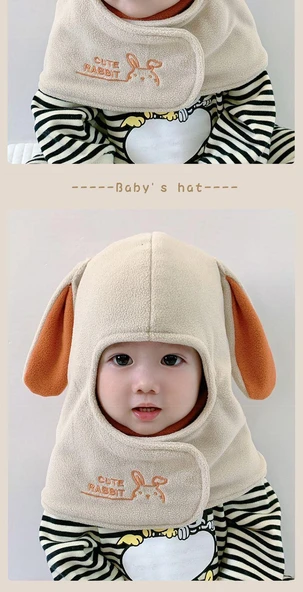 Bebek Kışlık Şapka - Sevimli Tavşan Model - Pembe - 1-6 Yaş (45-53cm) - Resim 10