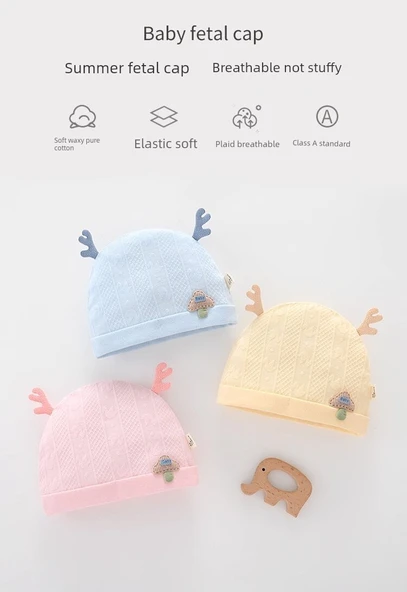 Bebek Yazlık Pamuklu Fileli Şapka - Pembe - M (3-6 Ay) - Resim 7