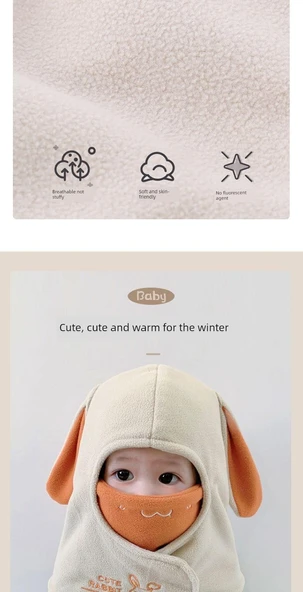 Bebek Kışlık Şapka - Sevimli Tavşan Model - Mor - 1-6 Yaş (45-53cm) - Resim 7