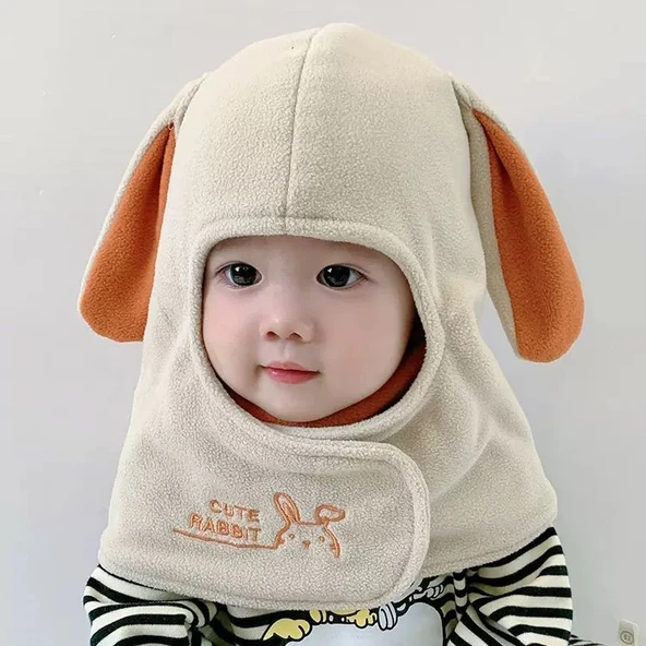 Bebek Kışlık Şapka - Sevimli Tavşan Model - Pembe - 1-6 Yaş (45-53cm) - Resim 6
