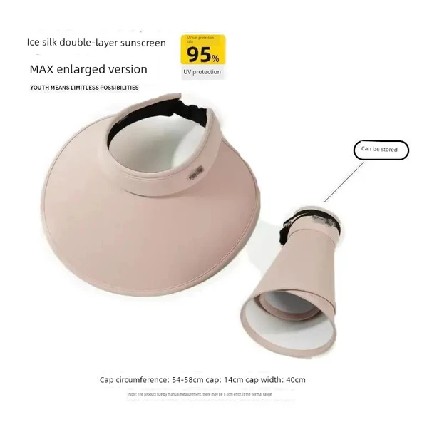 Buz İpek Yetişkin Güneş Şapkası - Pembe Kenarlı