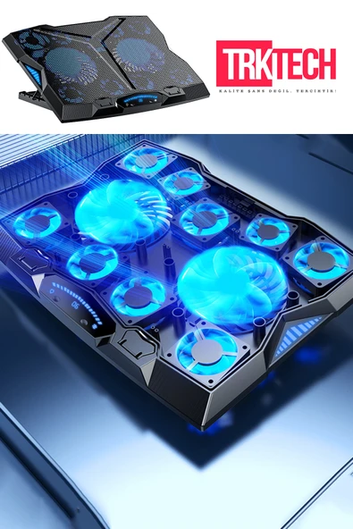 TrkTech 11 Fanlı Laptop Notebook Soğutucu Led Aydınlatmalı 17 inç 5 Kademeli Yüksekli Ayarı