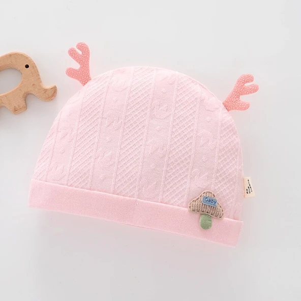 Bebek Yazlık İnce Lastikli Şapka - Pembe - S (0-3 Ay)