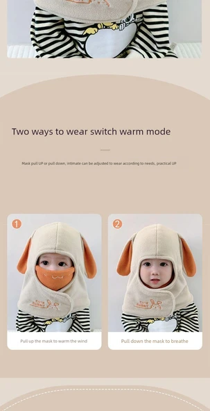 Bebek Kışlık Şapka - Sevimli Tavşan Model - Mor - 1-6 Yaş (45-53cm) - Resim 8