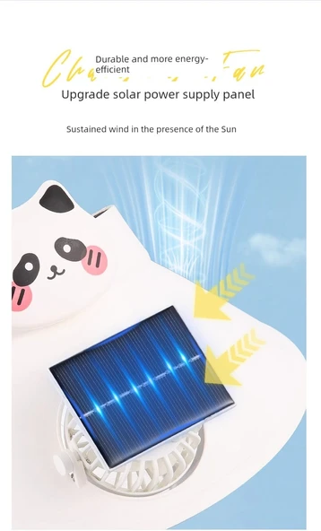 Çocuk Güneş Enerjili Fanlı Şapka - Beyaz Ayı 500mAh - 10