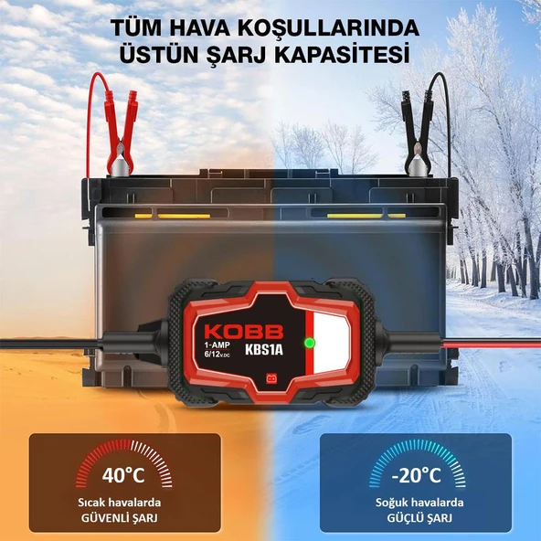 KOBB KBS1A 6V/12V 30Ah Akıllı Akü Şarj ve Akü Bakım / Desülfatör - 3