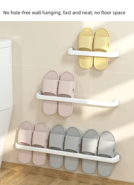 Deliksiz Banyo Terlik Rafı - Tek ve Çiftli 2'li Paket - 7