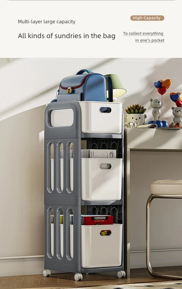 Çıkarılabilir Okul Çantası Rafı - Yeni Krem Renk 2 Katlı, Çok Fonksiyonlu Pegboard Aksesuarlı - 9