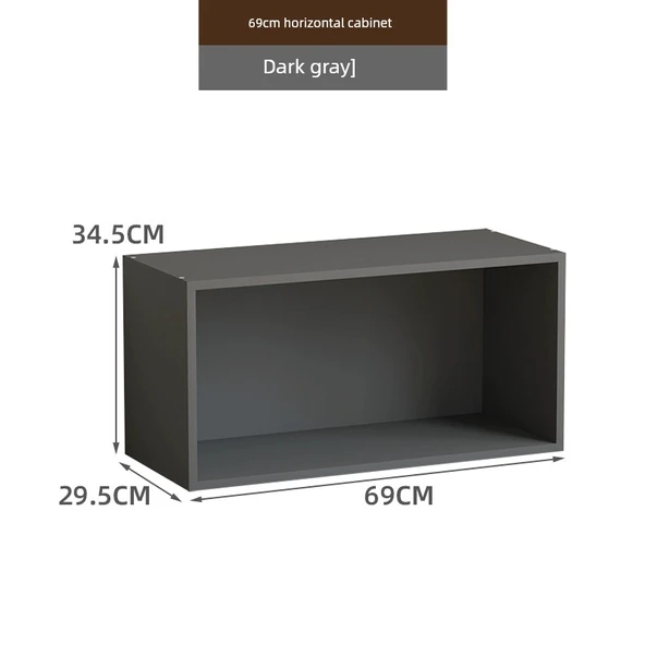 Minimalist Depolama Rafı Kitaplık - 69cm Yatay Gri Dolap
