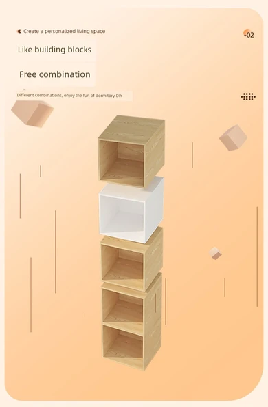 Minimalist Depolama Rafı Kitaplık - Büyük Beyaz Katmanlı Kapaklı - 9