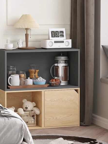 Minimalist Depolama Rafı Kitaplık - Büyük Koyu Gri Standart - 5