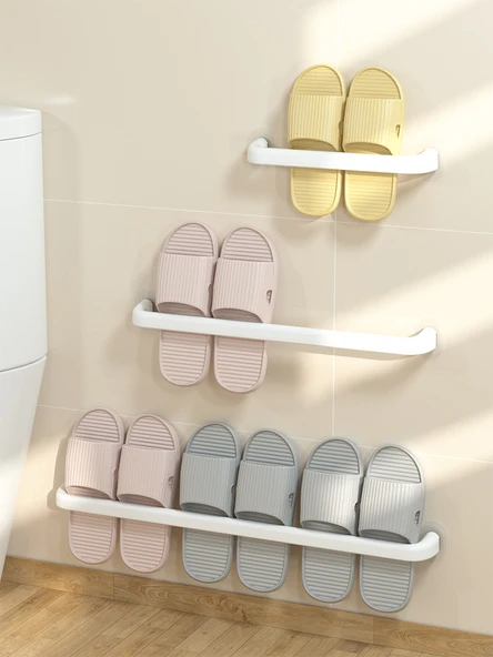 Deliksiz Banyo Terlik Rafı - Tek ve Çiftli 2'li Paket - 2