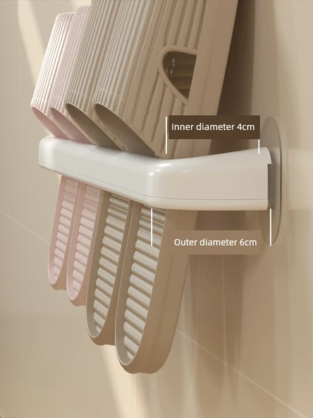 Deliksiz Banyo Terlik Rafı - Tek ve Çiftli 2'li Paket - 5