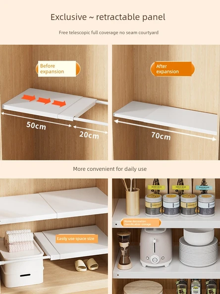 Mutfak Dolabı Rafı - 40-55cm Uzunluk, 42cm Genişlik, Sabit Panel, Teleskopik - 3