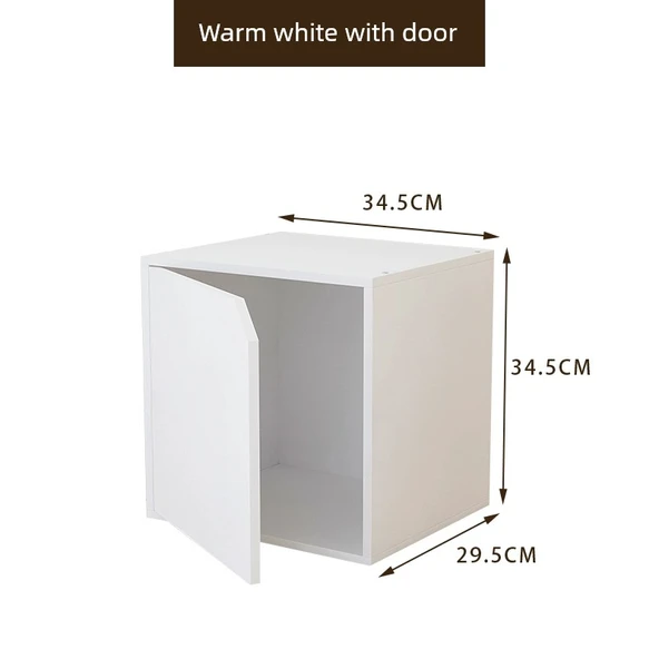 Minimalist Depolama Rafı Kitaplık - Büyük Beyaz Şerit Kapaklı