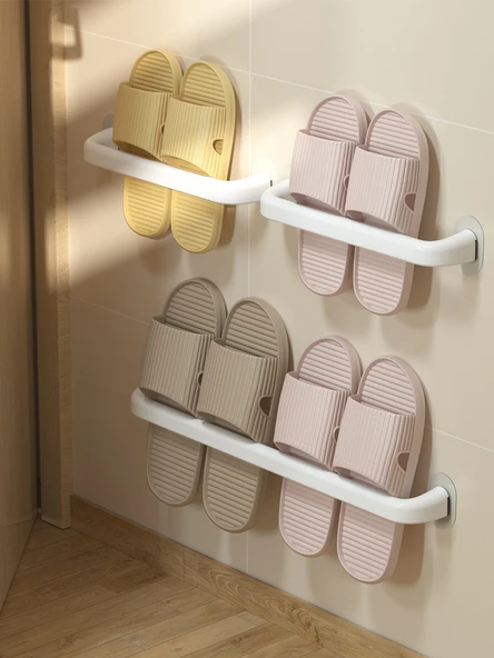 Deliksiz Banyo Terlik Rafı - Tek ve Çiftli 2'li Paket - 3
