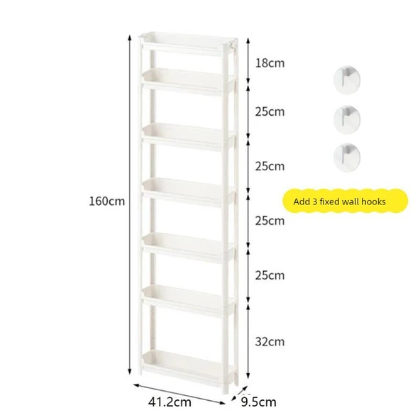 Dar Boşluk Rafı - 9.5cm Genişlik - 7 Katlı (1 Kısa 4 Uzun 1 Uzun Çubuklu)