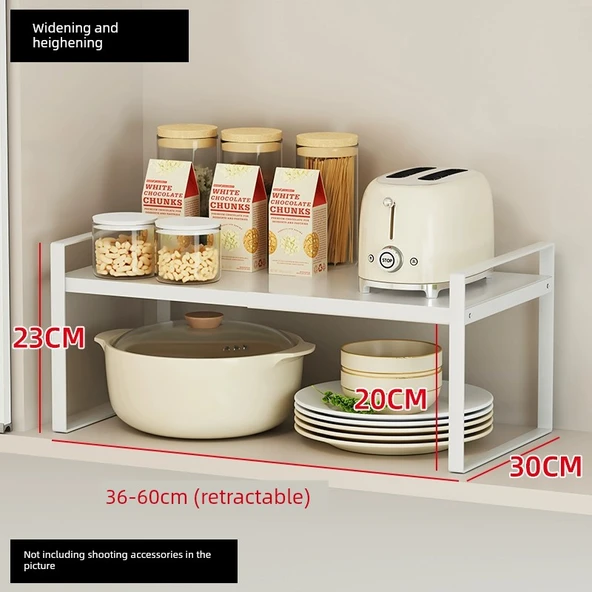 Mutfak Lavabo Dolabı Rafı - Stil 2 Beyaz Genişletilmiş ve Yükseltilmiş Panel