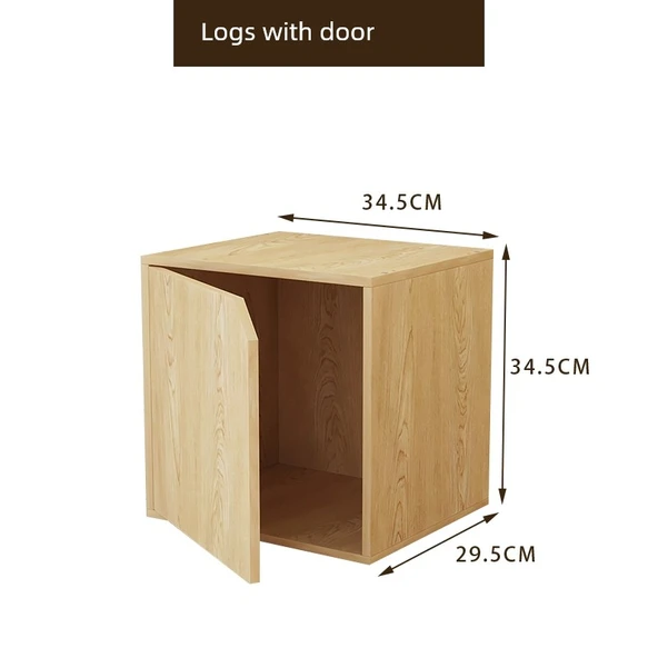 Minimalist Depolama Rafı Kitaplık - Büyük Ahşap Sarı Kapaklı