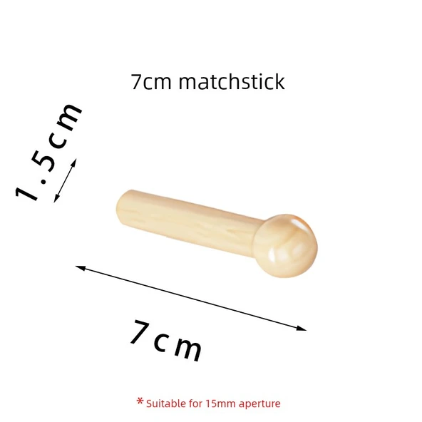 Ahşap Tel Sarma Pano Aksesuarları - 15mm Çapında Kısa Kibrit Çöpü - 7.5cm (3 Adet)