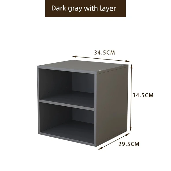 Minimalist Depolama Rafı Kitaplık - Büyük Koyu Gri Laminantlı