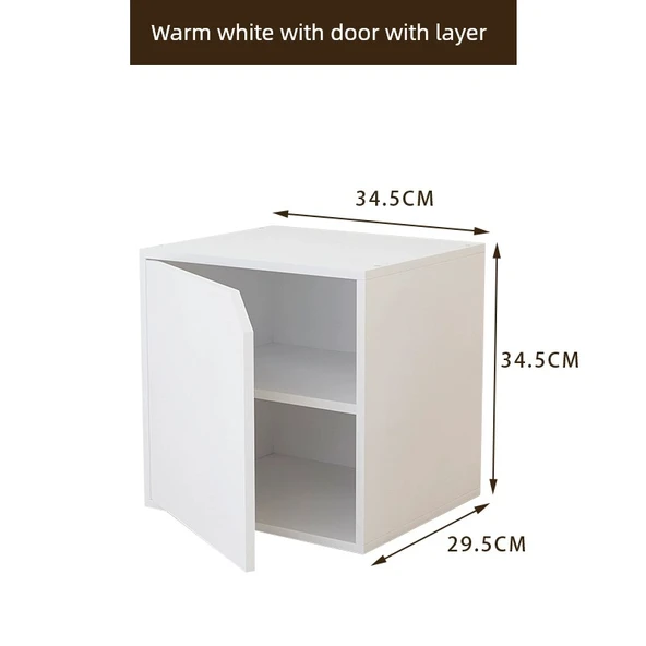 Minimalist Depolama Rafı Kitaplık - Büyük Beyaz Katmanlı Kapaklı