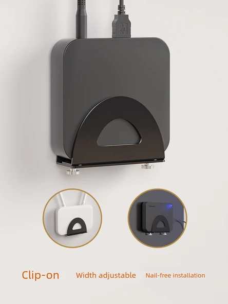 Ayarlanabilir Metal TV Kutusu/Router Duvar Rafı - Siyah - 6