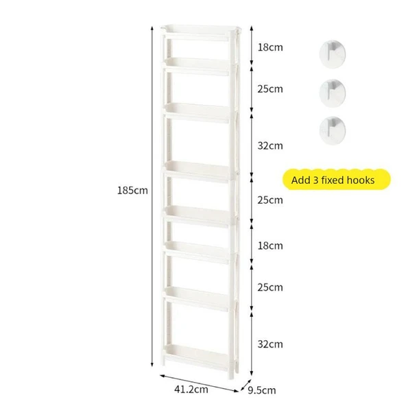 Dar Boşluk Rafı - 9.5cm Genişlik - 8 Katlı (2 Kısa 3 Uzun 2 Uzun Çubuklu)