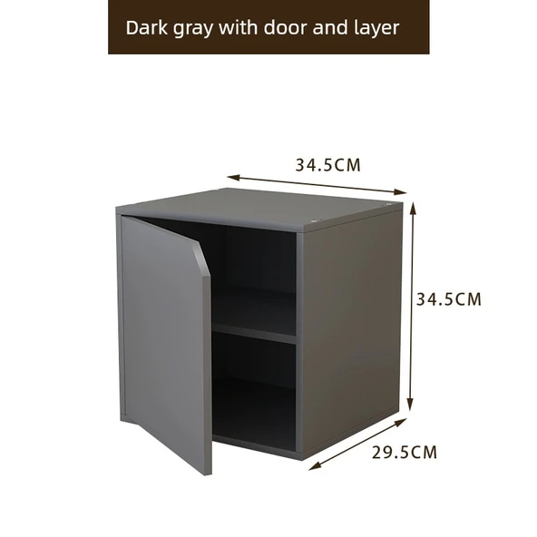 Minimalist Depolama Rafı Kitaplık - Büyük Koyu Gri Katmanlı Kapaklı