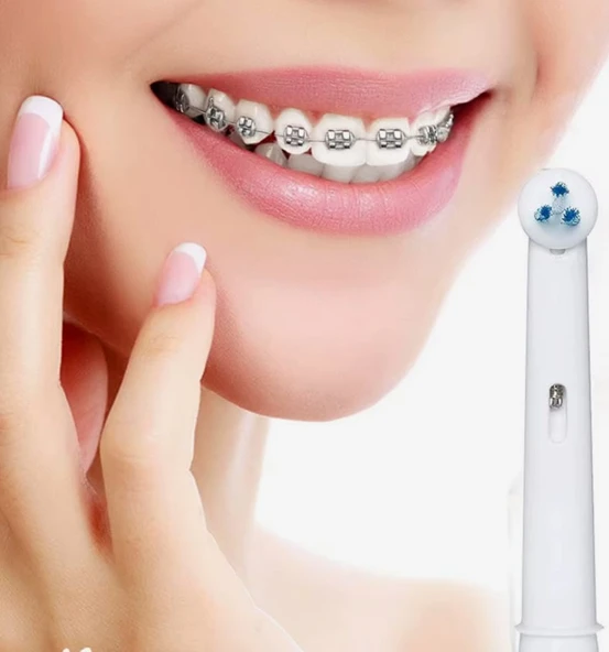 5D NEW WHITE Oral B Uyumlu ORTODONTİK Clean Döner Başlık - 3
