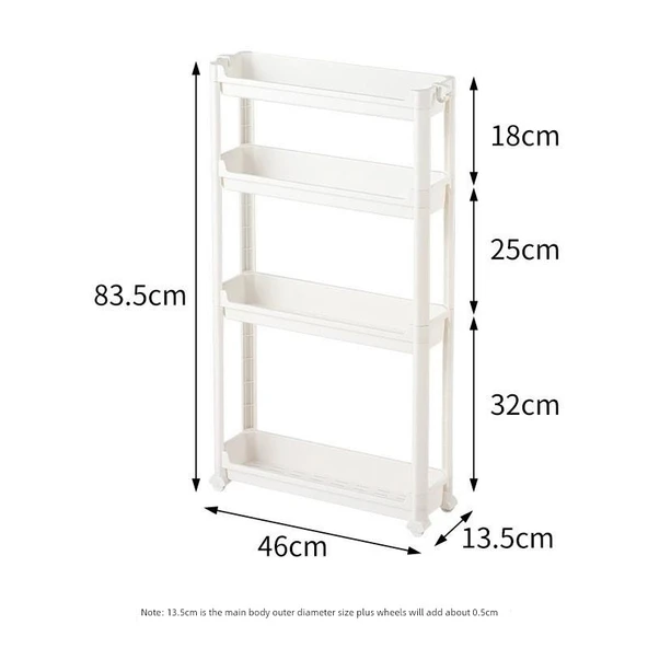 Dar Boşluk Rafı - 13.5cm Genişlik - 4 Katlı (3 Çeşit Çubuklu)