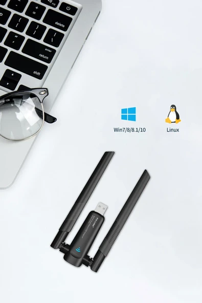 TrkTech Çift Antenli AX1800 Mbps Wifi6 Çift Antenli Yüksek Kazançlı Kablosuz USB Adaptörü - 6