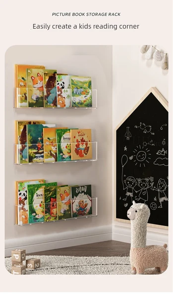 Duvara Monte Akrilik Kitaplık - 2'li Paket + İz Bırakmayan Yapıştırıcı - 10