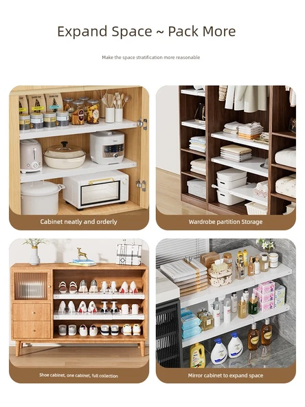 Mutfak Dolabı Rafı - 50-75cm Uzunluk, 24cm Genişlik, Sabit Panel, Teleskopik - 5