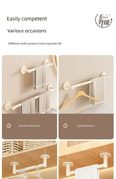 Deliksiz Banyo Terlik Rafı - Siyah - 70cm - Üç Katlı - 11