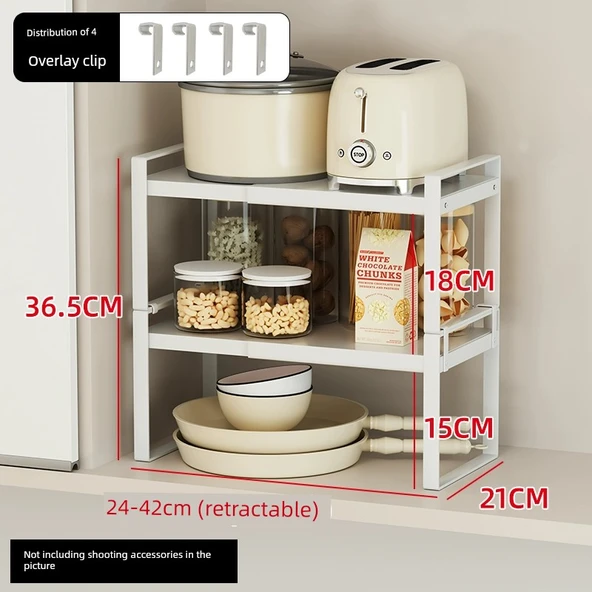 Mutfak Lavabo Dolabı Rafı - Stil 2 Beyaz Kısa Panel Kaplama 2 Katlı