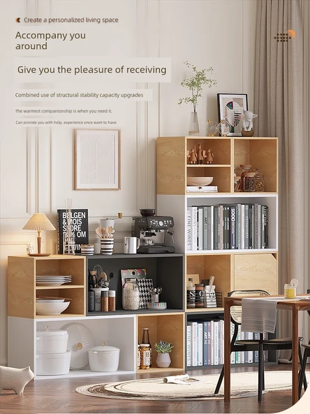 Minimalist Depolama Rafı Kitaplık - Büyük Beyaz Katmanlı Kapaklı - 7