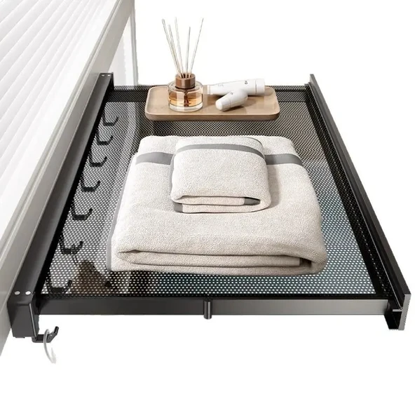 Katlanabilir Duvara Monte Mutfak Rafı - Beyaz 60cm Kurutma Filesi - 6