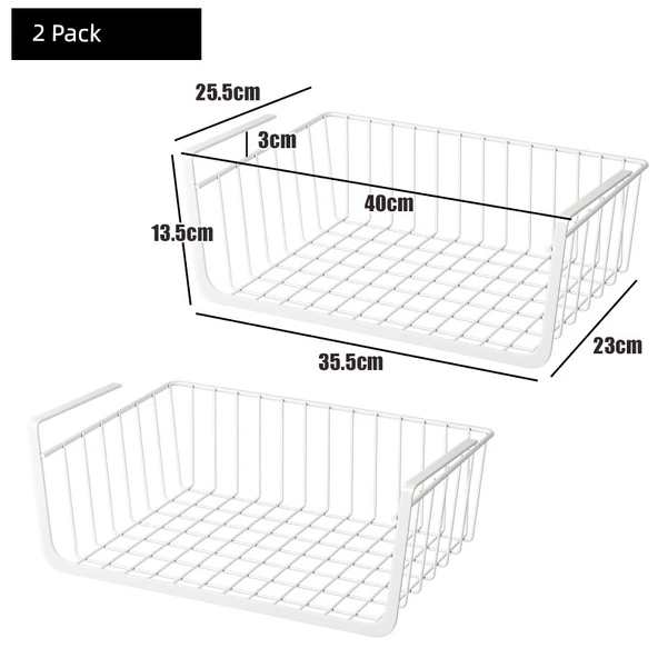 Yatakhane Masa Asılı Raf - Stil 2 Beyaz Büyük Boy (2'li Özel Paket)