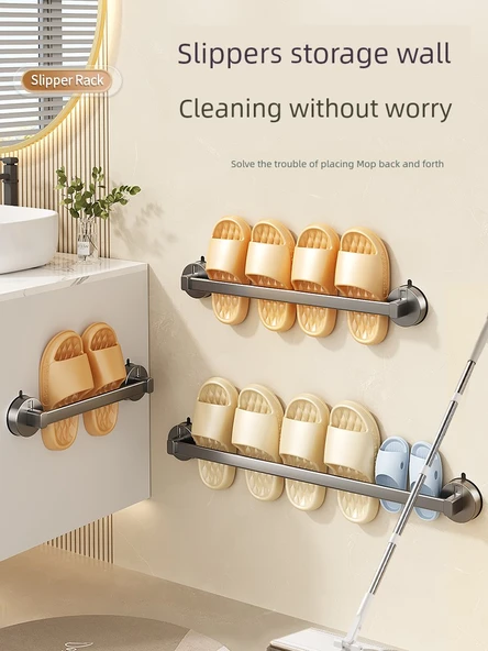 Vantuzlu Terlik Rafı - Füme Gri Genişletilmiş - 73.5cm - 2 Adet - Resim 2