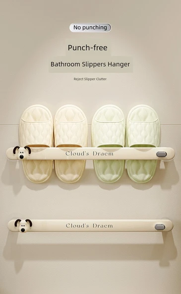 Deliksiz Duvara Monte Banyo Terlik Rafı - Ayakkabı Rafı [48cm] 2 Çift + Fiyonklar - 7