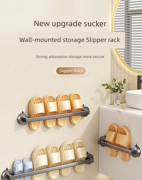 Vantuzlu Terlik Rafı - Füme Gri Genişletilmiş - 73.5cm - 2 Adet - Resim 7