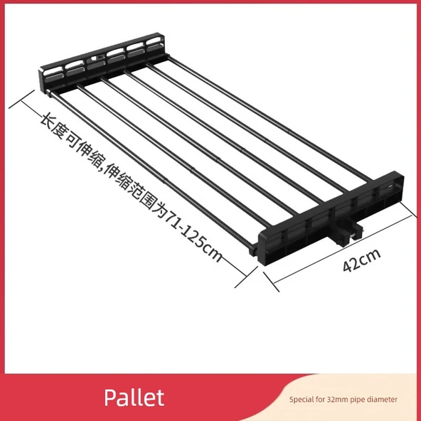 32mm Tavan Gardırop Elbise Askısı Aksesuarları - Aksesuarlı Beyaz Sabit Kanatlar (32mm Özel Çap) - 6