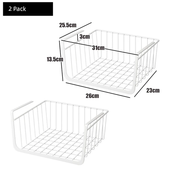 Yatakhane Masa Asılı Raf - Stil 2 Beyaz Küçük Boy (2'li Özel Paket)