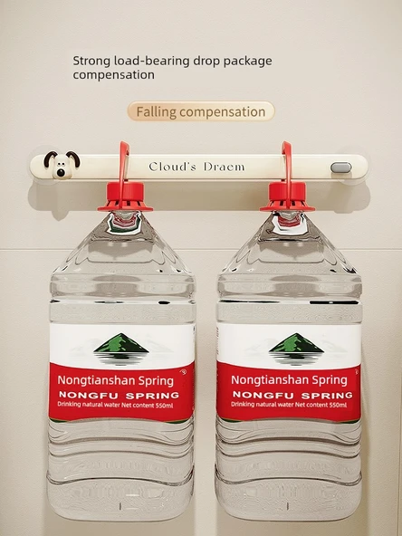 Deliksiz Duvara Monte Banyo Terlik Rafı - Terlik Rafı [48cm] 2 Çift + Yavru Köpek Çıkartmaları - 6