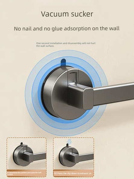 Vantuzlu Terlik Rafı - Füme Gri Genişletilmiş - 73.5cm - 2 Adet - Resim 6